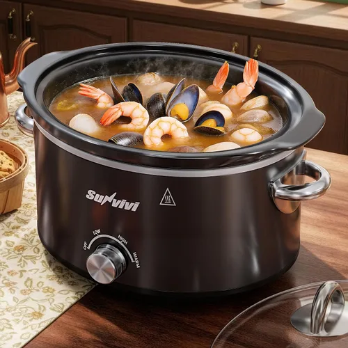 Miniatura 8 de Olla de cocción lenta de 4 cuartos de galón, olla pequeña con 3 ajustes de calefacción y olla de cerámica extraíble, mini calentador de alimentos