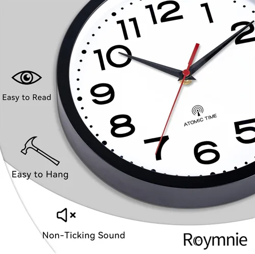 Miniatura 9 de Roymnie Atomic - Reloj de pared de 10 pulgadas, moderno, funciona con pilas, clásico, analógico, decorativo, para cocina, sala de estar, oficina