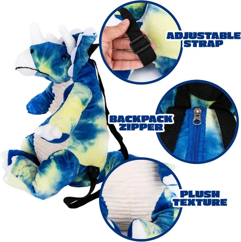 Miniatura 2 de ArtCreativity Mochila de dinosaurio de felpa, mochilas de animales de peluche de 22 pulgadas en forma de triceratops, bolsa de dinosaurio de peluche