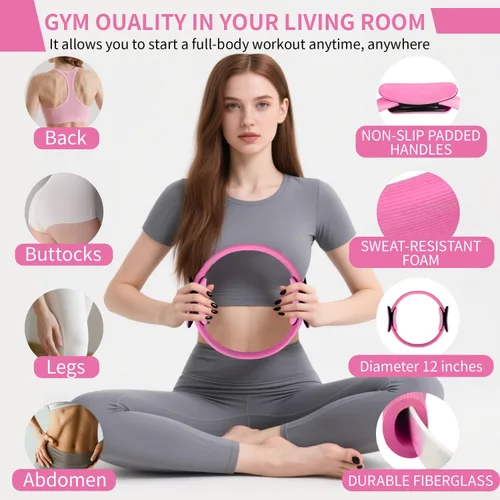 Miniatura 2 de Kit esencial de pilates para mujer, kit de pilates para el hogar con bola de 9.8 pulgadas, bandas de resistencia, círculo mágico, accesorios, juego