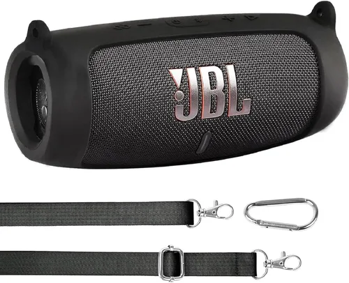 co2CREA Funda de silicona para altavoz Bluetooth impermeable JBL Charge 5, funda de viaje de silicona portátil con mosquetón, funda protectora