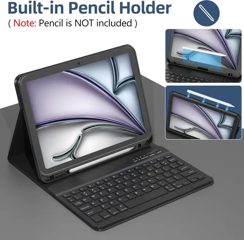 Miniatura 4 de KBCASE Funda para iPad Air de 11 pulgadas (M3/M2) 2025/2024 con Teclado, Funda de Teclado para iPad Air 5ª/4ª generación/para iPad Pro 11 2018
