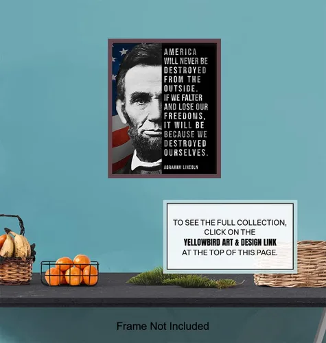 Miniatura 7 de Abe Lincoln - Póster de Abraham Lincoln, 8 x 10 pulgadas, decoración de pared de bandera estadounidense, decoración patriótica de pared, arte