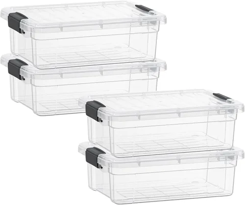 Miniatura 11 de Superio - Cajas de almacenamiento pequeñas planas transparentes con tapas, contenedores de plástico de 4.5 cuartos de galón para organizar, cajas
