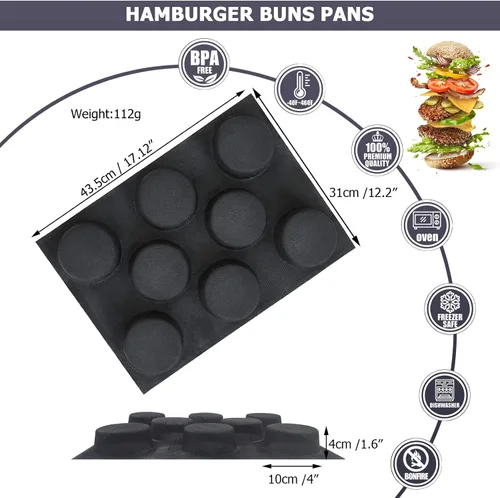 Miniatura 2 de Masteymoh Molde de malla de silicona para hamburguesas, molde de bollo de 20 cavidades con agujeros para bollos sin gluten