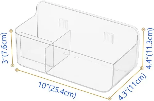 Miniatura 6 de Poeland Organizador de almacenamiento de montaje en pared, cesta de almacenamiento transparente con 3 compartimentos, sin taladrar, colgar