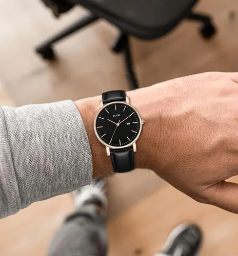 Miniatura 7 de BUREI - Reloj de pulsera analógico para hombre con fecha y correa de piel