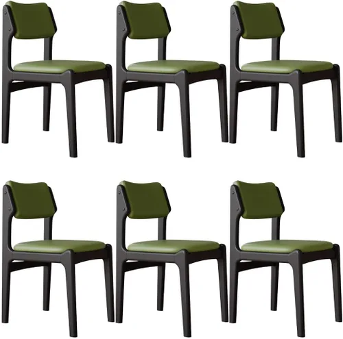 Miniatura 62 de YVYKFZD Wooden Dining Chairs Set, Leather Dining Room Chair with Back, Upholstered Kitchen Chairs, Armless Living Room Chair, for Bedroom Offices