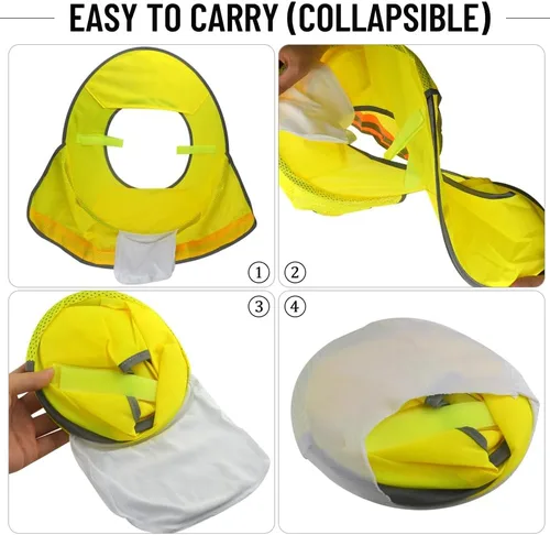 Miniatura 5 de WMYCONGCONG Protector solar de ala completa, visera de malla para el cuello, con tira reflectante para construcción al aire libre, accesorios