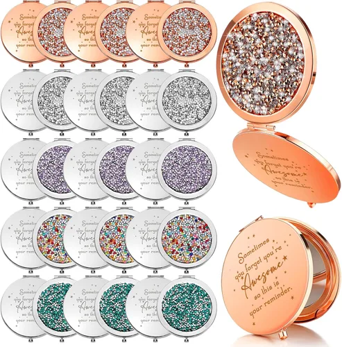 Miniatura 21 de Roowest 10 piezas de espejo compacto de regalos para mujeres, Sometimes You Forget Your Awesome Bulk Apreciation Party Favores para empleados, Oro