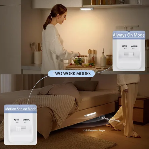 Miniatura 3 de LUXSWAY Luz LED con sensor de movimiento para interiores, luces regulables debajo del gabinete, encendido/apagado manual, barra de iluminación