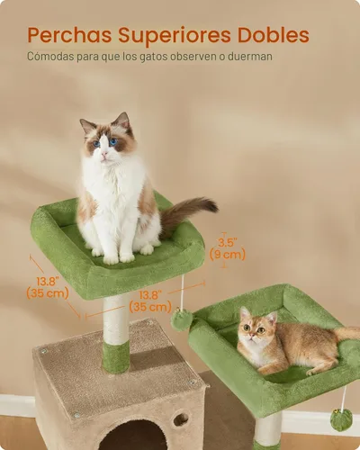Miniatura 3 de Feandrea Árbol para gatos, torre para gatos de 56.3 pulgadas, condominio de felpa de varios niveles con 11 postes rascadores, 2 perchas, hamaca