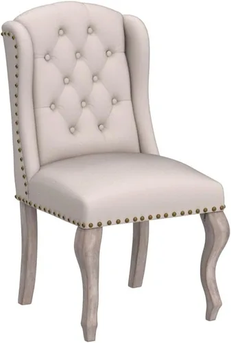 Miniatura 4 de chairus Juego de 4 sillas de comedor con diseño capitoné Parsons, tapizadas de estilo rústico francés con ribete de cabeza de clavo y patas