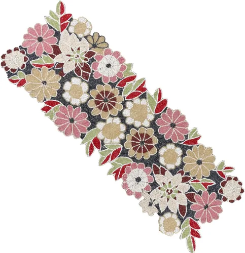 Miniatura 38 de CLEENTABLE Camino de mesa decorativo con cuentas de 36 pulgadas, diseño floral hecho a mano con respaldo de poliéster duradero para comedor, mesa