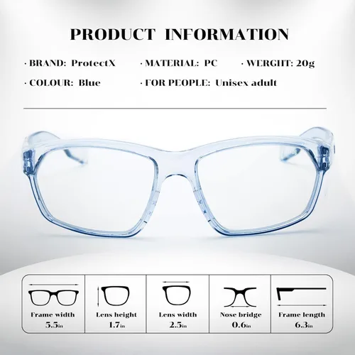 Miniatura 4 de ProtectX Elegantes gafas de seguridad antivaho y resistentes a los arañazos, gafas de protección UV, lentes de bloqueo de luz azul para hombres