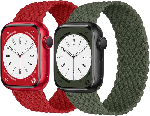 Miniatura 9 de Paquete de 2 correas trenzadas Solo Loop para Apple Watch de 1.575 pulgadas, 1.614 pulgadas, 1.654 pulgadas, 1.732 pulgadas, 1.772 pulgadas, 1.732