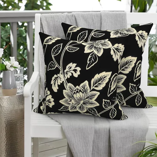 Miniatura 751 de Juego de 2 almohadas para exteriores de 16 x 16 pulgadas, repelentes al agua con interiores, para muebles de patio, hogar, jardín, geometría bohemia