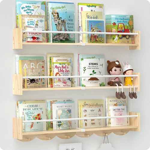Estantes flotantes para libros de 34 pulgadas, estantes flotantes para libros de pared, estantes de guardería de montaje en pared, juego de 3,