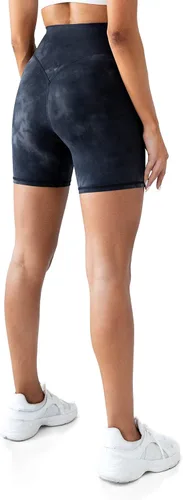 Miniatura 3 de Kamo Fitness Ellyn - Pantalones cortos de yoga de cintura alta de 6 pulgadas con entrepierna de levantamiento de glúteos, teñido anudado, pantalones