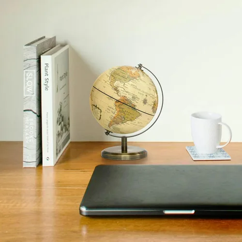 Miniatura 7 de Annova Globo antiguo de 5.5 pulgadas de diámetro – Decoración de escritorio educativa/geográfica/moderna – Arco y base de acero inoxidable