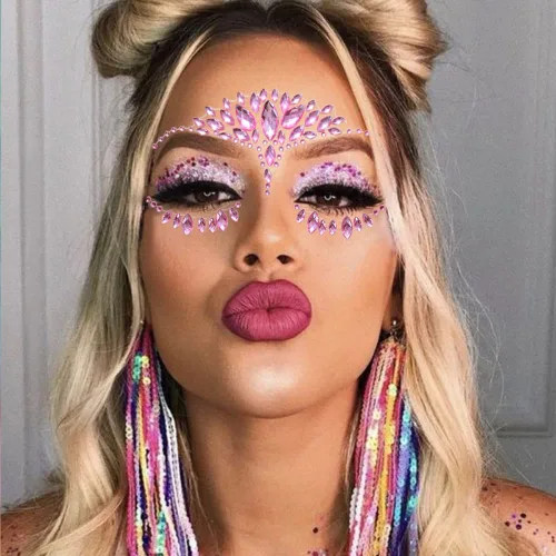 Miniatura 3 de 6 hojas de joyas para la cara, gemas para la cara, diamantes de imitación autoadhesivos para maquillaje, accesorios para disfraces de festivales