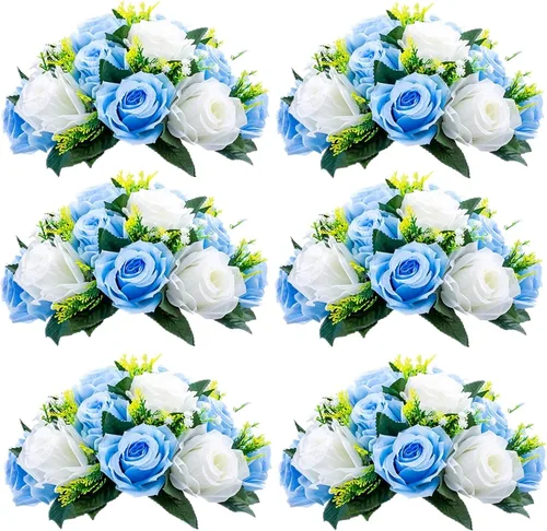 Miniatura 9 de Sziqiqi - 2 flores artificiales, flores de seda, 15 tallos para centros de mesa de flores o arreglos colgantes. Blanco puro