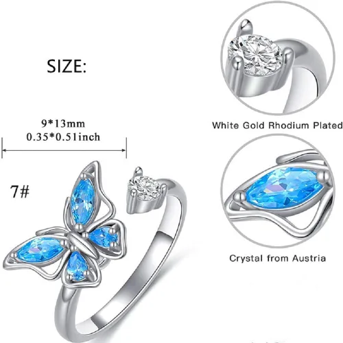 Miniatura 43 de Anillo de plata 925, anillos de plata ajustables para mujer, anillos de pulgar abiertos, anillos de circonio, anillos ajustables, anillos abiertos