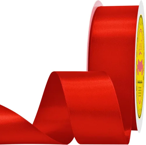 Miniatura 122 de Cinta de satén blanca antigua de doble cara de 1-1/2 pulgadas x 50 yardas, cinta de poliéster para envolver regalos, día de San Valentín, bodas