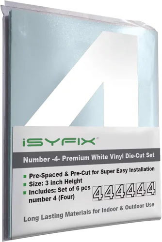 Miniatura 27 de iSYFIX - Calcomanías de vinilo blancas con número 0 (cero) - Juego de 6 unidades de 1.5 pulgadas autoadhesivas - Decalcomanías premium troqueladas