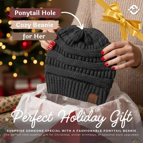 Miniatura 161 de Funky Junque - Gorro para mujer con ranura para cola de caballo