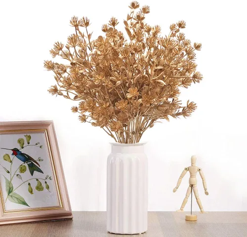 Miniatura 2 de Plantas artificiales Golden Baby Breath Gypsophila, para decoración de Navidad, plantas falsas, arbustos de helecho, arbustos sintéticos, Aliento