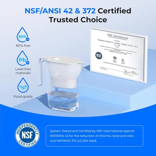 Miniatura 5 de Waterdrop Jarra de filtro de agua, 200 galones de larga vida, purificador de agua certificado NSF para encimera, reemplaza 6,400 botellas de agua
