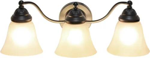 Miniatura 2 de Simple Designs VT1023-BLK 19.25 pulgadas clásicas 3 luces de metal y mármol esmerilado blanco con forma de campana de vidrio con forma de campana