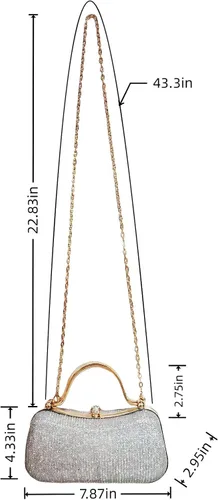 Miniatura 4 de Bolso de mano con diamantes de imitación para mujer Bolso cruzado convertible de noche y fiesta Citas de graduación de boda