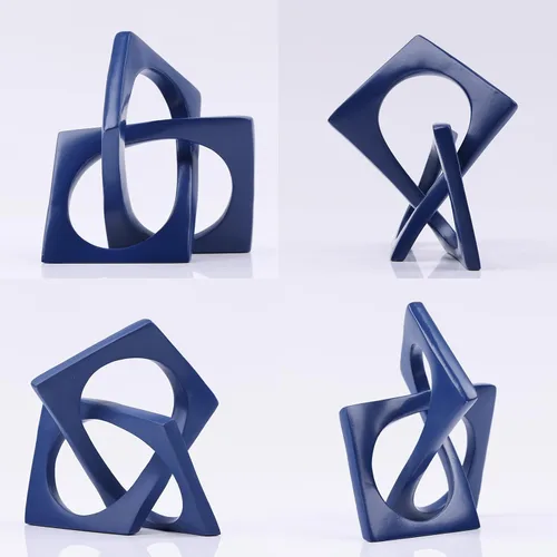 Miniatura 6 de DOVDOV Decoración geométrica de nudo azul, esculturas geométricas, decoraciones modernas para el hogar para decoración del hogar, mesas de comedor