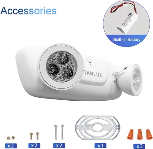 Miniatura 4 de TANLUX Luces de emergencia LED con batería de respaldo, dos cabezales ajustables para luces comerciales, certificación UL, CA 120/277V, cableadas