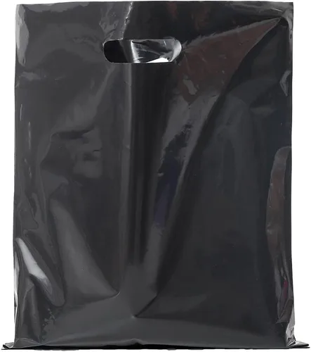 Miniatura 25 de ysmile Bolsa de plástico para compras para pequeñas empresas, bolsa de polietileno para mercancías con asa troquelada de gran tamaño 11.8x15.8
