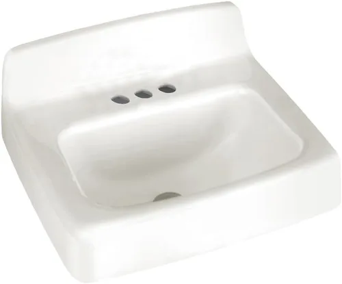 American Standard 4869.004.020 Regalyn - Fregadero de pared de hierro fundido esmaltado con espacio para grifo de 4 pulgadas, color blanco