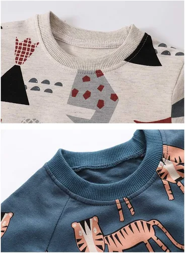 Miniatura 3 de Sudadera de cuello redondo para niños pequeños varones, suéter de algodón de manga larga con estampado de dibujos animados