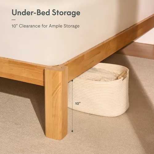 Miniatura 7 de FLEXISPOT Hako - Marco de cama de carpintería japonesa G2, cama de plataforma Queen de madera de caucho maciza, certificado IAS y SGS