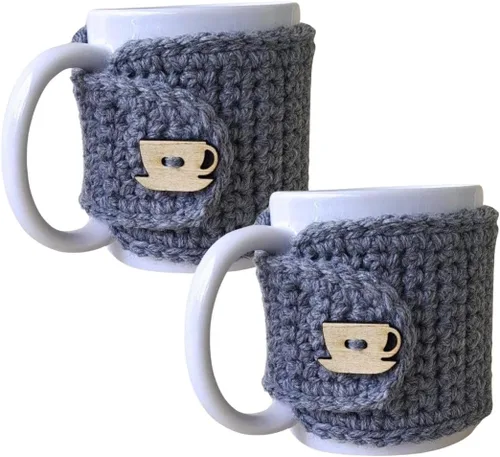 Miniatura 10 de Taza acogedora con taza de madera y botón de platillo (rojo y avena)