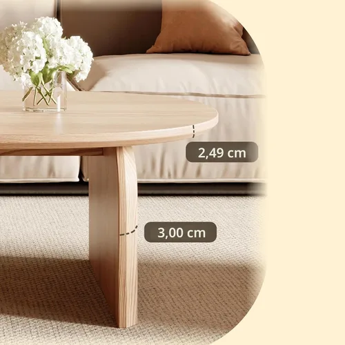 Miniatura 7 de Honyee - Mesa de centro moderna ovalada, pequeñas mesas de centro para la sala de estar - Parte superior de madera de roble con patas sólidas, mesa