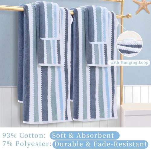 Miniatura 257 de VOOVA & MOVAS Toallas de mano blancas - 100% algodón Ligeras Gruesas Secado rápido Suaves Absorbentes, paquete de 4 piezas grandes de 18