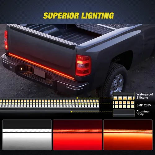 Miniatura 8 de Nilight - Tira de luz para plataforma trasera de camión de 48 pulgadas con marco de aluminio, tira de luz LED de triple fila de 780 LED con luces