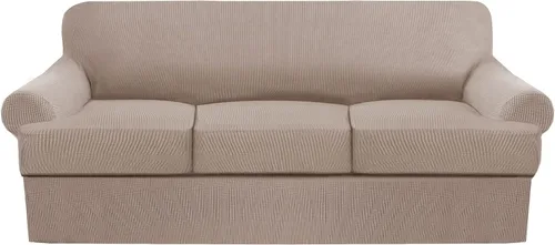 Miniatura 37 de Juego de fundas para sillas con cojines en T de 2 piezas, funda de sofá elástica para sillones y sillas con cojines en T