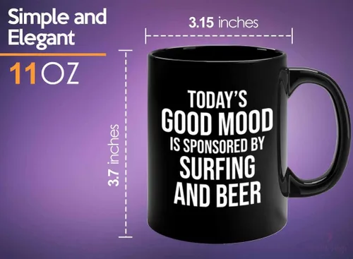 Miniatura 5 de Hobby - Taza de café (11 onzas), color negro, para surf y cerveza, Windsurf Beach Wave Summer Buceo, Navegación en barco, amantes del mar