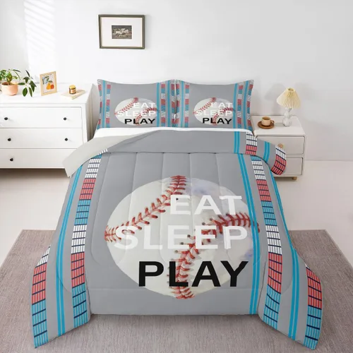 Miniatura 34 de Feelyou Juego de edredón de baloncesto para niñas y niños, juego de ropa de cama con juegos de pelota, decoración de habitación, regalo para amantes