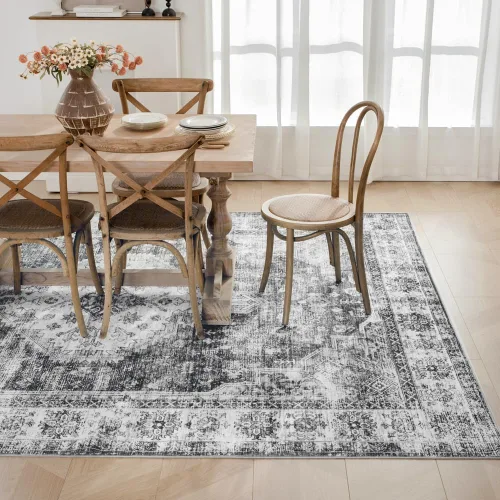 Miniatura 2 de Syalife 4x6 Alfombra Lavable para Área, Ultra Suave Antideslizante, Pila Baja, Alfombra Vintage Resistente a Manchas para Sala de Estar, Alfombra