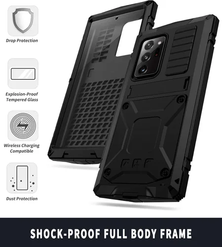 Miniatura 3 de CHENXI Compatible con Samsung Galaxy Note 20 Ultra, aluminio metal Gorilla Glass a prueba de golpes, militar, resistente, funda protectora rígida