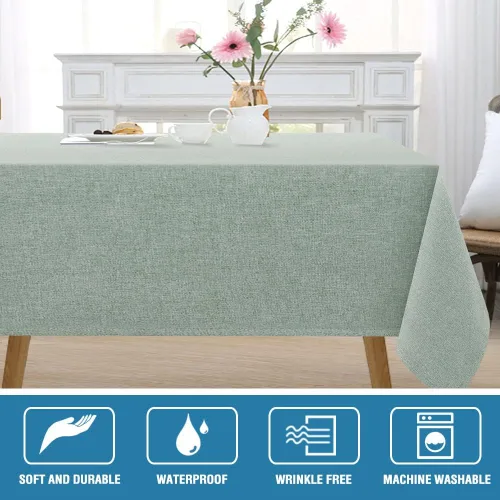 Miniatura 2 de H.VERSAILTEX Mantel texturizado de lino 60 x 102 impermeable decorativo, mantel de aspecto de lino a prueba de derrames, cubierta para mesa